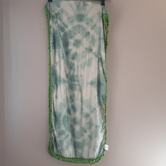 Natural Life Cotton Tie Dye Pom Pom Oblong Scarf - Picture 1 of 10